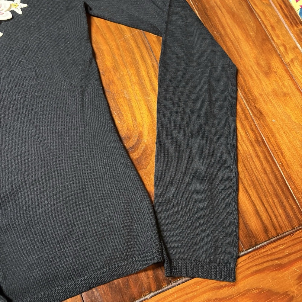 Vtg Moschino Cheap & Chic Black Floral Appliqué Pink Orange Cardigan Silk Sz 8 - Picture 4 of 13